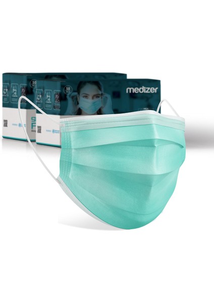 Cerrahi Yeşil Meltblown Kumaş Full Ultrasonik 3 Katlı Cerrahi Maske - Burun Telli