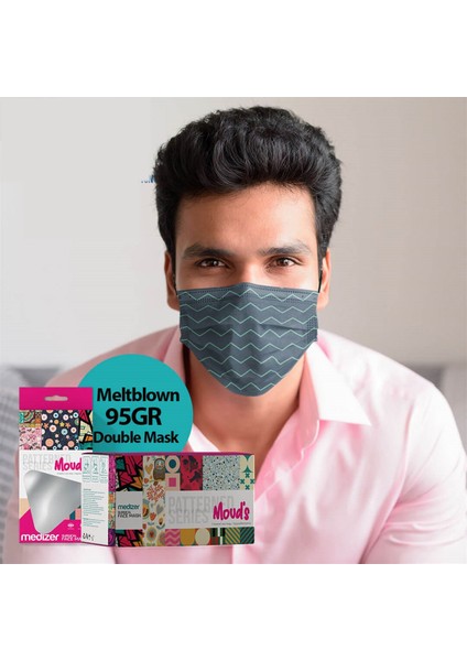 Yeşil Çizgi Desenli Meltblown Kumaş Full Ultrasonik 3 Katlı Cerrahi Maske - Burun Telli modelleri