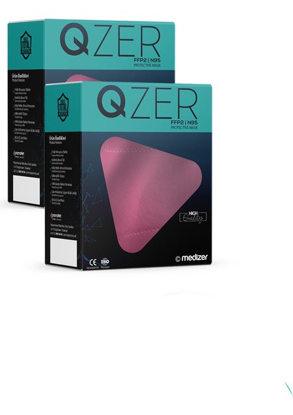 Qzer Pembe Renk 5 Katmanlı Ffp2 N95 Maske