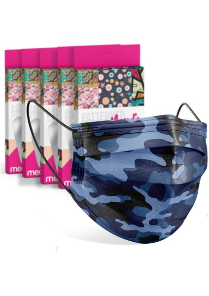 Meltblown Mavi Kamuflaj Desenli Cerrahi Maske