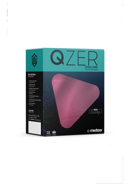 Qzer Pembe Renk 5 Katmanlı Ffp2 N95 Maske