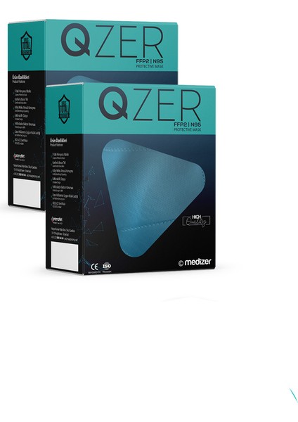 Qzer Mavi Renk 5 Katmanlı Ffp2 N95 Maske