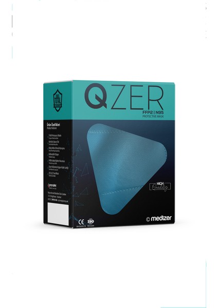 Qzer Mavi Renk 5 Katmanlı Ffp2 N95 Maske