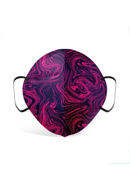 Qzer Fuşya Desenli Ffp2 N95 Maske Meltblown Katmanlı