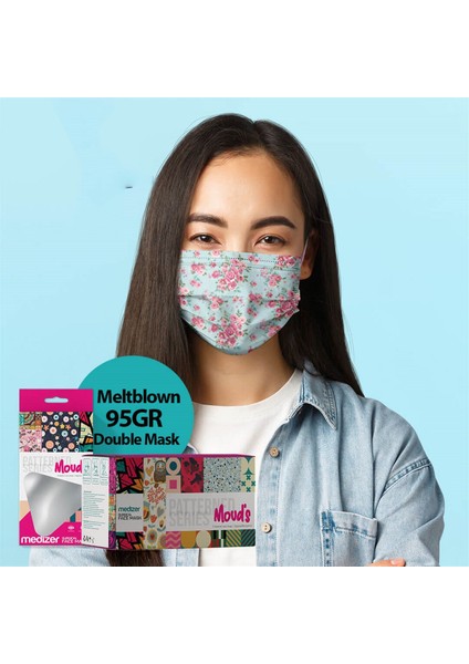 Madame Spring Desenli 3 Katlı Meltblown Kumaş Cerrahi Maske 10'lu Kutu - Burun Telli modelleri