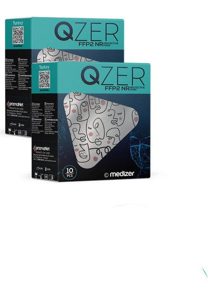 Qzer One Line Art Desenli Ffp2 N95 Maske 5 Katmanlı