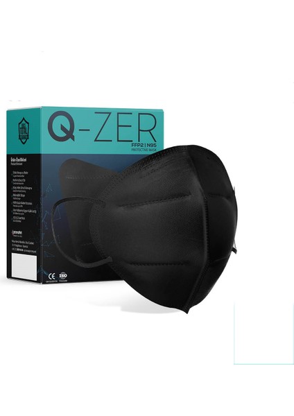 Qzer Siyah 5 Katmanlı Ffp2 Korumalı N95 Maske