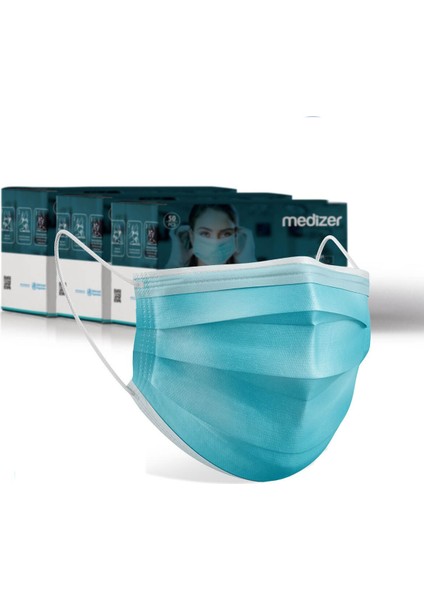 Full Ultrasonik Burun Telli Cerrahi Maske 3 Katlı Meltblown Kumaş 150 Adet Mavi