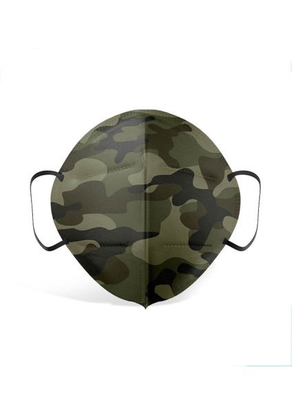 Qzer Yeşil Kamuflaj Desenli Ffp2 N95 Maske