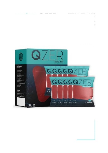 Qzer Bordo Ffp2 N95 Maske 5 Katlı