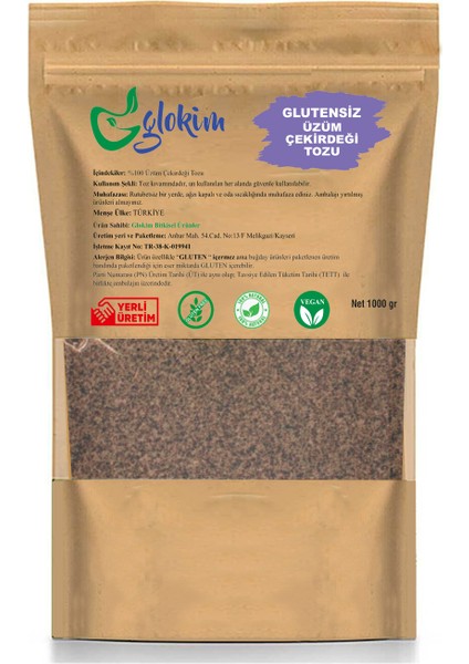 Glokm Üzüm Çekirdeği Tozu-Glutensiz 1000 gr