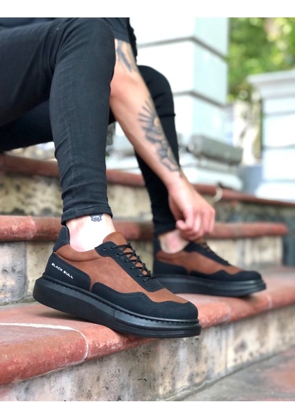 ER0238 Erb Yüksek Taban Taba Siyah Bağcıklı Erkek Ayakkabı