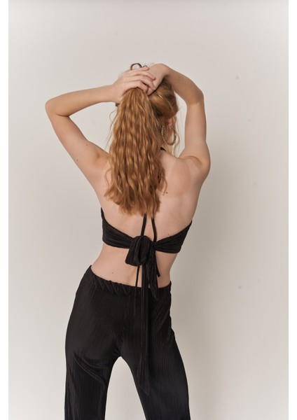 Kadın Siyah Crop Bağlamalı Cardy Bluz fiyatları