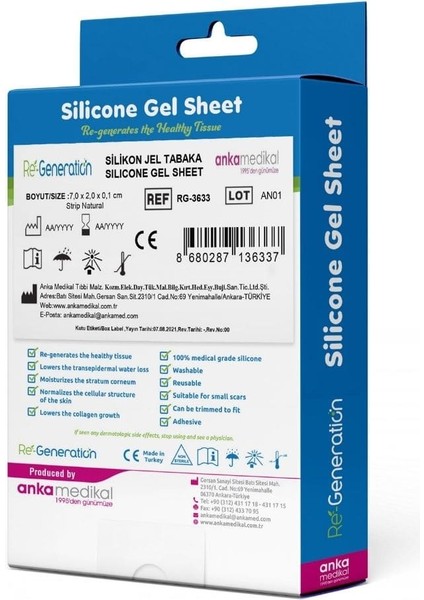 -Silikon Sheet RG-3636 - Silikon Jel Tabaka (Yapışan) - 9,0x2,0x0,1 cm