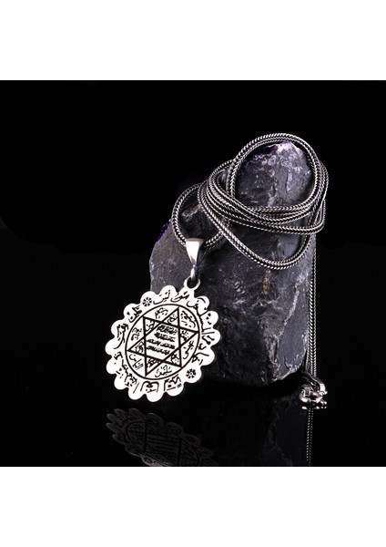 Mührü Süleyman Işlemeli 925 Ayar Gümüş Kolye