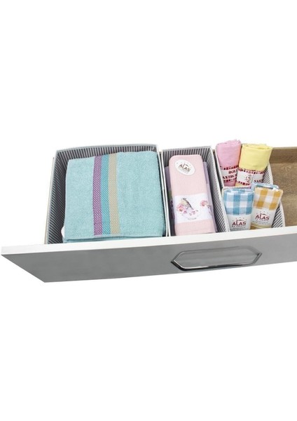 Deyhome 4'lü Çekmece İçi Düzenleyici Organizer Set Gri Çizgili