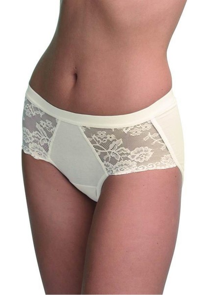 Private Büyük Beden Dantelli Krem Slip 1311