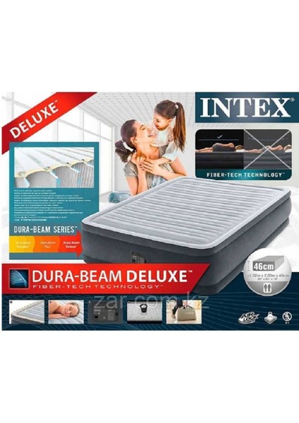 Intex Elektrik Şişme Çift Kişilik Yatak Deluxe Dura-Beam Yüksek (152X203X46 Cm)