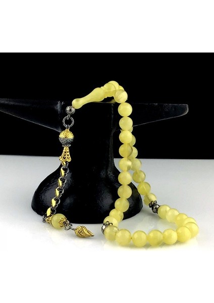 Gümüş Püsküllü Damla Kehribar Tesbih