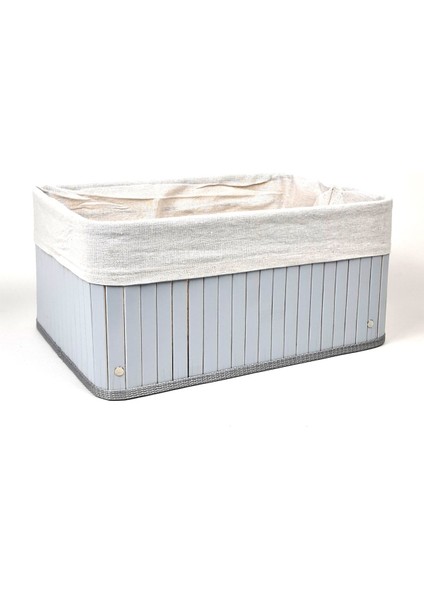 Binbirreyon Bambu Sepet Katlanabilir Astarlı Sepet Dikdörtgen 27X38X18 Açık Gri DD013