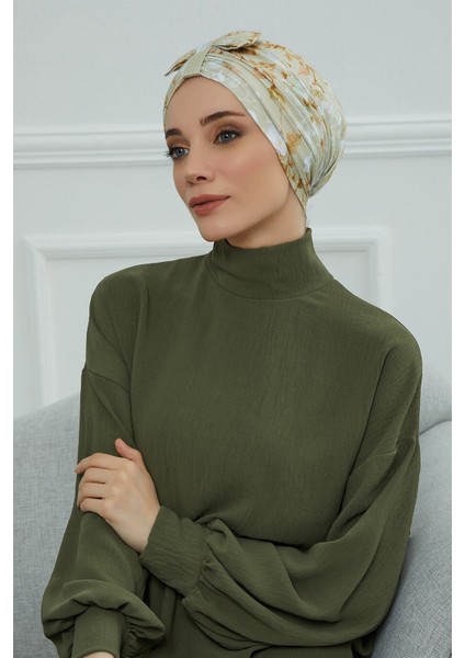 Desenli Önden Fiyonklu Bone,desen 27,b-7yd