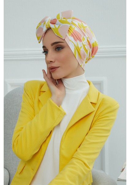 Desenli Dev Fiyonklu Bone,desen 31,B-11YD