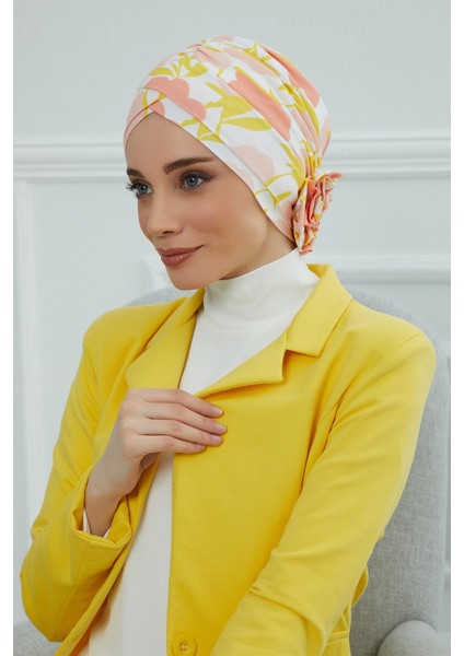 Desenli Çapraz Güllü Bone,desen 31,B-26YD