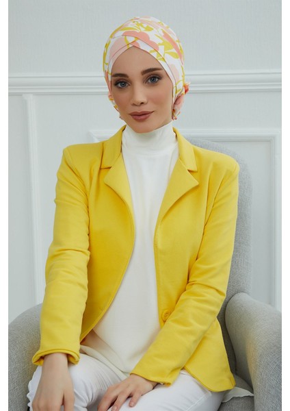 Desenli Çapraz Güllü Bone,desen 31,B-26YD