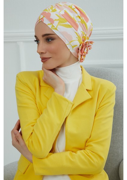 Desenli Çapraz Güllü Bone,desen 31,B-26YD