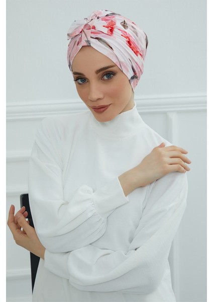 Desenli Önden Fiyonklu Bone,desen 26,b-7yd