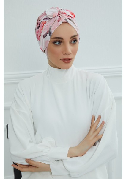 Desenli Önden Fiyonklu Bone,desen 26,b-7yd