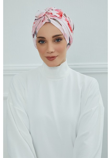 Desenli Önden Fiyonklu Bone,desen 26,b-7yd