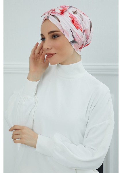 Desenli Önden Fiyonklu Bone,desen 26,b-7yd