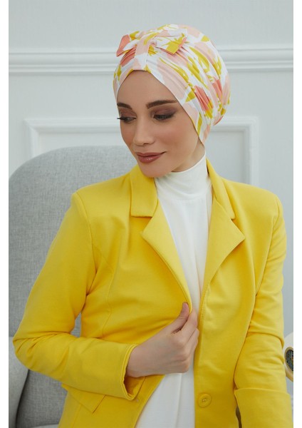 Desenli Önden Fiyonklu Bone,desen 31,b-7yd