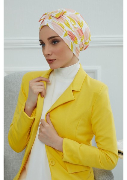 Desenli Önden Fiyonklu Bone,desen 31,b-7yd