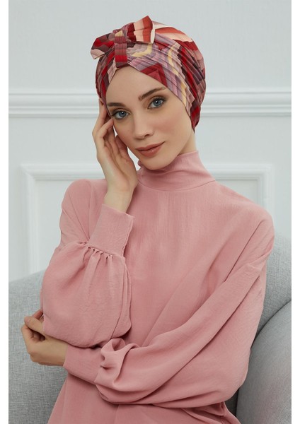 Desenli Önden Fiyonklu Bone,desen 28,b-7yd