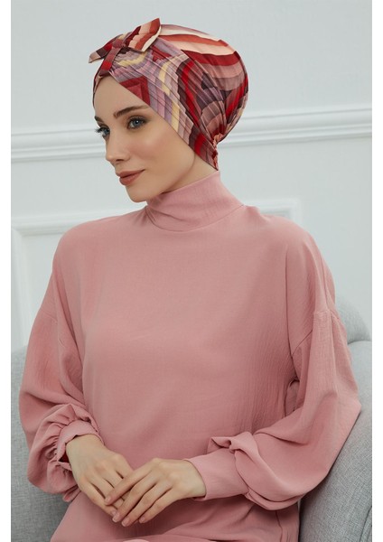 Desenli Önden Fiyonklu Bone,desen 28,b-7yd