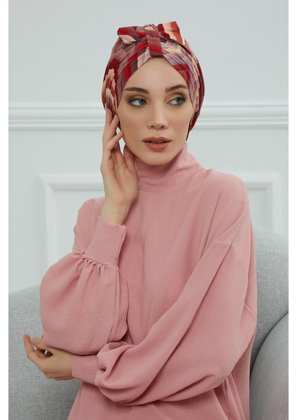 Desenli Önden Fiyonklu Bone,desen 28,b-7yd