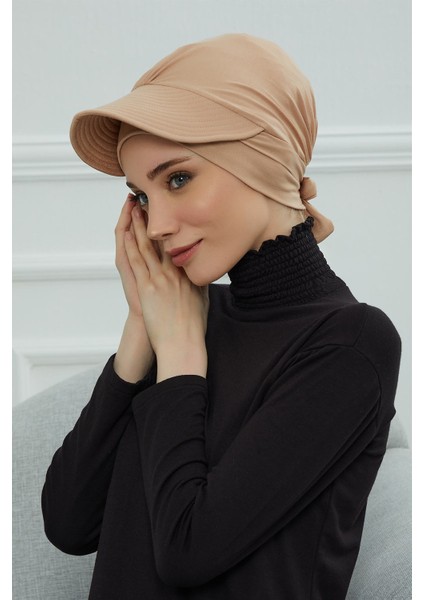 Siperlik Detaylı Penye Bone,sütlü Kahve,b-66