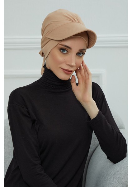 Siperlik Detaylı Penye Bone,sütlü Kahve,b-66