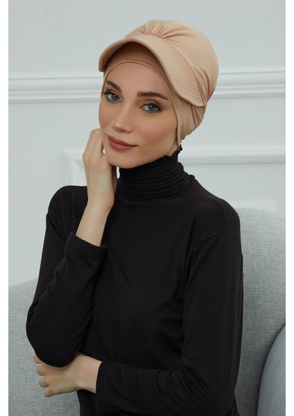 Siperlik Detaylı Penye Bone,sütlü Kahve,b-66