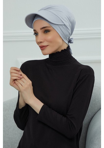 Siperlik Detaylı Penye Bone,gri,b-66