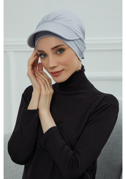 Siperlik Detaylı Penye Bone,gri,b-66 modelleri