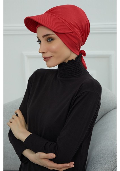 Siperlik Detaylı Penye Bone,kırmızı,b-66