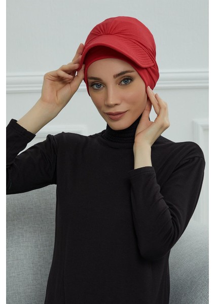 Siperlik Detaylı Penye Bone,kırmızı,b-66