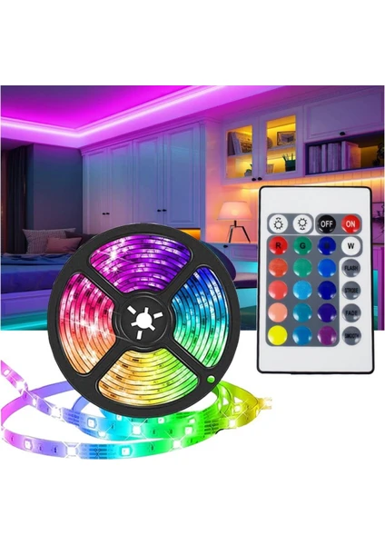 5 Metre Rgb Şerit LED Seti Ir Kumanda + Adaptör