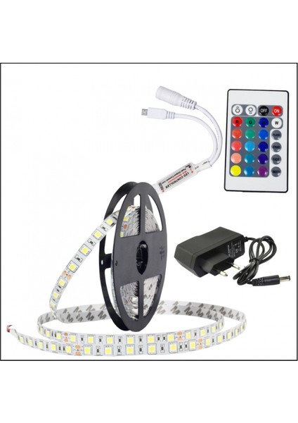 5 Metre Rgb Şerit LED Seti Ir Kumanda + Adaptör