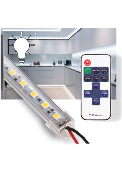 75 cm Dimmer Kumandalı Çubuk Şerit LED Beyaz Işık Aydınlatma