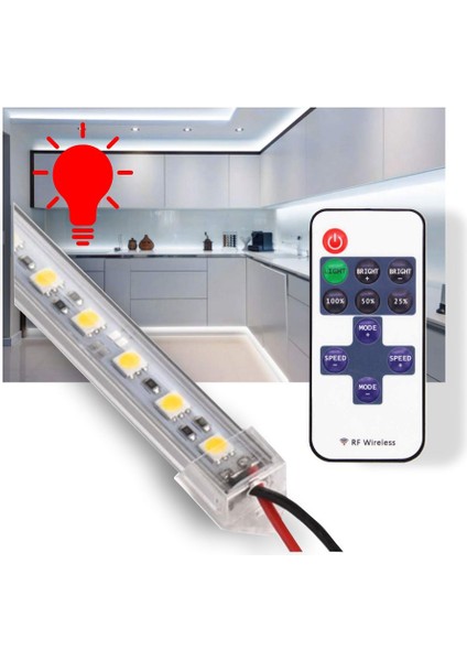 50 cm Dimmer Kumandalı Çubuk Şerit LED Kırmızı Işık Aydınlatma