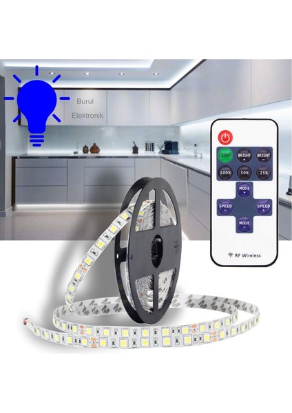 Kumandalı Çubuk Şerit LED Mavi Işık Aydınlatma 2,5 Metre